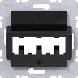 Central plate for 3 MINI-COM modules, A.x/C.x/S.x/B.x/Q.x/K.x, black glass.