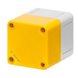 Polycarbonate push-button enclosure 65x65x81, undrilled, yellow