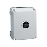 IEC/EN type IP65 non-metallic enclosure switch disconnector, four-pole. With rotating black handle, 125A. Enclosure dimensions: 220x280x170mm/8.7x11x6.7''