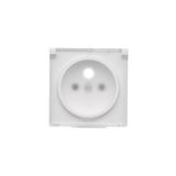 Cover for single socket outlet with earthing IP44 - transparent flap, white matt