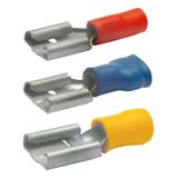 Insulated flat plug sleeve, 4.8 x 0.8 mm, 1.5 to 2.5 mm², AWG 16 to 14, brass, tin-plated, blue, 8303