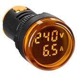 Volt-ampere. 22.5 mm, 50–500 V, 0–100 A AC, yellow, round.