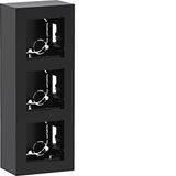 Housing incl. cover frame, 3-way, tall, surface-mounted, A.8, night black gloss.