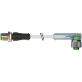 M12 male 0°/M12 fem. 90° A-cod. LED PUR 4x0.34 gy +robot+drag ch. 15m
