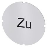 Inscription plate for illuminated pushbutton, round, milky, labeling: Zu
