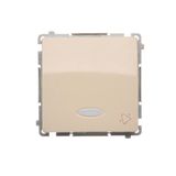 Bell push button with indicator light, LED not replaceable Color: blue, (module), 10AX, quick connection, beige
