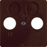 Central plate f. aerial soc. 2hole, splash-proteced flush-mtd IP44, br