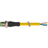 M12 male 0° A-cod. with cable PUR 5x0.34 ye UL/CSA+drag ch. 1m