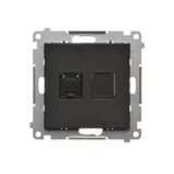 Single computer socket RJ45 category 6 with anti-dust cover, black matt