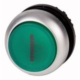 M22-DRLH-G-X1 Illuminated pushbutton actuator, RMQ-Titan, Extended, maintained, green, inscribed, Bezel: titanium