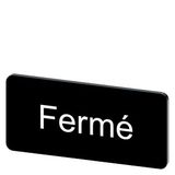 Labeling plate 12.5 x 27 mm, label black, labeling: FERME