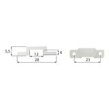 Fixing plastic clips for tapes with a width of 8 mm
