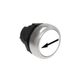 Pushbutton actuator, spring return, with symbol Ø22mm Platinum series chromed plastic, flush, ←/White