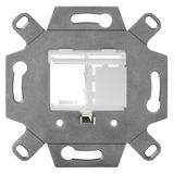 Mounting adapter, 1- or 2-fold, for Keystone modules, pure white (similar to RAL 9010), for TAE covers