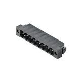 PCB plug-in connector, male header, Solder flange, THT/THR solder connection, 5.08 mm, Number of poles: 2, 270°, Solder pin length (l): 1.5 mm, tinned, black, Tape