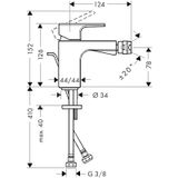 Vernis Shape bidet mixer, with pop-up, chrome