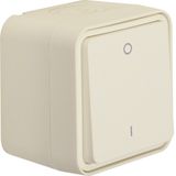 On/off switch 2pole imprint 0+ I surface-mtd, W.1, p. white, matt, plastic LT