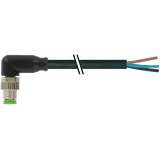 M8 male 90° A-cod. with cable PUR 4x0.25 bk UL/CSA+drag ch. 15m