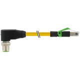 M12 male 90° D-cod./RJ45 0°PUR 1x4xAWG22 ye 17,5m