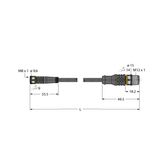 Actuator and Sensor Cable, PUR Extension Cable   PKG3M-0.6-RSC4T/TXL