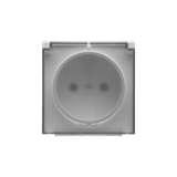 Cover for single socket outlet with earthing IP44 - transparent flap, light gray matt