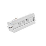 Mediaport Spinner: 3x250V E type + 2xRJ45 plate with Keystone mounting; 10 cm cable; white