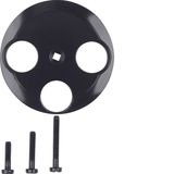 Centre plate for aerial soc. 3hole, 1930/glass, black glossy