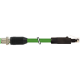 M12 male 0° D-cod. / RJ45 male 0° shielded TPE 22AWG SF/UTP CAT5e gn U
