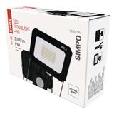 LED floodlight SIMPO with motion sensor, 20 W, black, neutral white