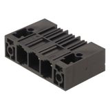 PCB plug-in connector, male header, Clip-on flange, THT solder connection, 10.16 mm, Number of poles: 2, 90°, Solder pin length (l): 3.5 mm, silver-plated, black, Box