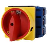 Emergency-Stop Main Switch, front, 4 hole mount, 3-pole,100A