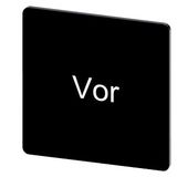Labeling plate 27 x 27 mm, label black, labeling: Vor