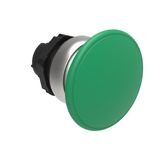 Mushroom head pushbutton actuator Ø22mm Platinum series chromed plastic, spring return, Ø40mm. Green