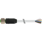 M12 female 0° A-cod. with cable PVC-OB-12x0.25 gy UL/CSA 2.5m