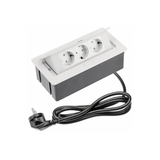Furniture socket SOFT, 3xSHUKO, cable 1.5 m, white