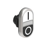 Double-touch actuator, spring return, white indicator Ø22mm Platinum series chromed plastic, 2 flush pushbuttons. Both spring return, White - Black/I - 0
