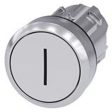 Pushbutton, 22 mm, round, metal, high gloss, white, labeling: I, button