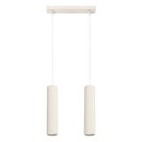 HANGING LAMP WITH TWO HANGS AND BEIGE GROOVED LAMPSHADES, CARBON SERIES