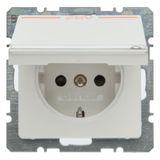 Schuko socket with cover and label holder, Q.1/Q.3 polar white, velvety