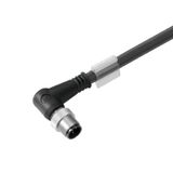 Bus line, One end without connector, M12, Number of poles: 2, 1 m, pin, 90&deg;, Shielded: Yes, LED: No, Sheath material: PVC, Halogen: Yes