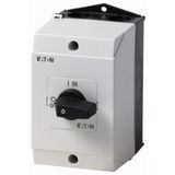 P1-32/I2/HI11 On-Off switch, P1, 32 A, surface mounting, 3 pole, 1 N/O, 1 N/C, with black thumb grip and front plate