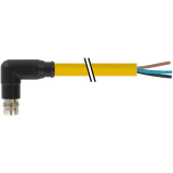 M8 male 90° A-cod. snap-in with cable PUR 3x0.25 ye UL/CSA+drag ch. 3m