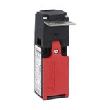 Limit switch, K series, key operated, 1 bottom cable entry. Dimensions to EN 50047, plastic body, contacts 1NO+1NC slow action. Straight "T" key