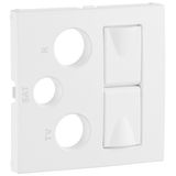 COV PLATE F/R-TV-SAT-2XRJ45 MULT SOCKET WHITE