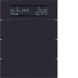 B.IQ push-button 3gang thermostat, display, KNX - B.IQ, glass black