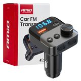 Car FM Transmitter 1×USB-A 1×USB-C 12V 24V AMIO-04647