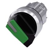 Toggle switch, illuminable, 22 mm, round, metal, high gloss, green