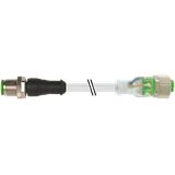 M12 male 0° / M12 female 0° A-cod. LED PUR 4x0.34 gy 30m