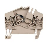 Z-series, Component terminal, Feed-through terminal, Rated cross-section: 2.5 mm², Tension-clamp connection, dark beige