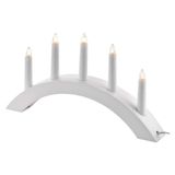 Candlestick for 5x E10 bulbs, wooden, white, arch, 20x38 cm, indoor, warm white